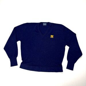 Vintage University Michigan Mens Vantage Custom ClassicsSweater Blue XL V Neck